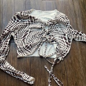 Stylish Brown and White Patterned Top